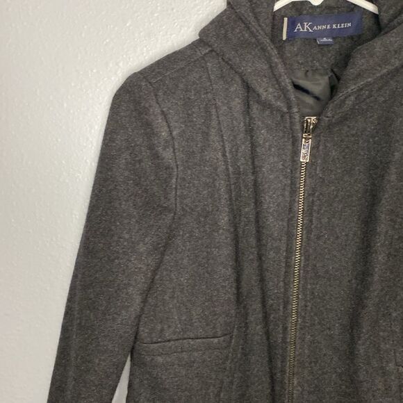 Anne Klein Wool Blend Charcoal Hooded Jacket Size Small - Picture 5 of 8